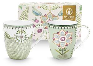 Pip Studio Lily & Lotus sada 2 hrnků 350ml, zelený