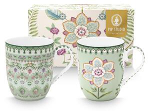 Pip Studio Lily & Lotus sada 2 hrnků 180ml, zelená