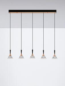 LED stmívatelný černo-rose zlatá moderní lustr Paluz 150