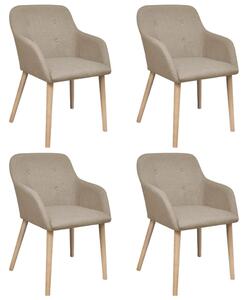 Jídelní židle 4 ks béžové textil a masivní dubové dřevo