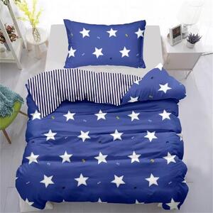 Bavlissimo 2-dílné povlečení bavlněné modré s hvězdami 140x200 na jednu postel