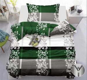 Bavlissimo 2-dílné povlečení ornamenty bavlna/mikrovlákno zelená šedá 140x200 na jednu postel