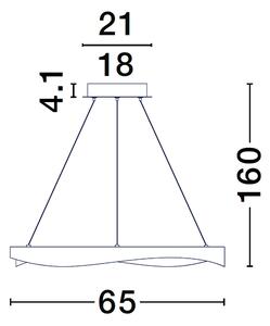 LED stmívatelný černo-zlatý designový lustr Radon