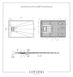 Cerano Gusto, obdélníková sprchová vanička 120x80x3 cm z minerálního kompozitu, bílá, CER-CER-414641