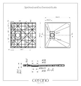 CERANO - Sprchová vanička čtvercová Gusto - černá matná - 70x70 cm