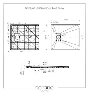 Cerano Gusto, obdélníková sprchová vanička 80x70x3 cm z minerálního kompozitu, bílá, CER-CER-414578