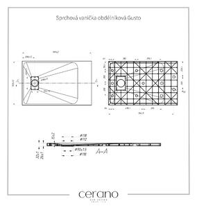 Cerano Gusto, obdélníková sprchová vanička 110x70x3 cm z minerálního kompozitu, bílá, CER-CER-414605