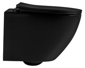 Cerano Verde, závěsná WC mísa Rimless 490x360x370 mm + UF toaletní sedátko, černá matná, CER-CER-417350