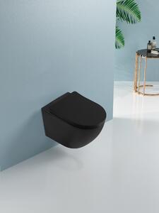 Cerano Verde, závěsná WC mísa Rimless 490x360x370 mm + UF toaletní sedátko, černá matná, CER-CER-417350
