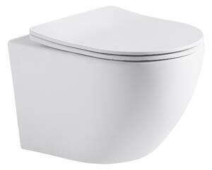 CERANO - Závěsná WC mísa Verde, Rimless + UF sedátko - bílá matná - 36x49 cm