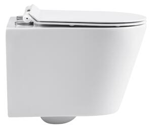 CERANO - Závěsná WC mísa Norbi, Rimless + UF sedátko - bílá lesklá - 36,5x48,5 cm