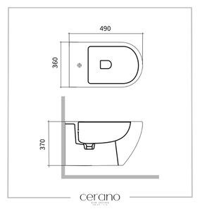 CERANO - Keramický závěsný bidet Fizo - bílá lesklá - 36x37x49 cm