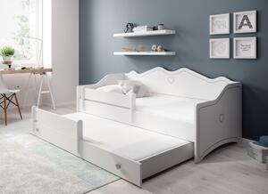 ADRK Rozkládací postel EMKA II Gray, CH-Emk-EMMA2-SZ-1680-Gray-E078, 160x80 cm s matrací, bílá/šedá