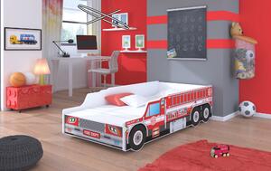 ADRK Postel FIRE TRUCK, CH-Fir-Tru-140-E059, 140x70 cm s matrací, červená