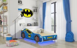 ADRK Postel BATCAR, CH-BAT-CAR-140+L-S005, 140x70 cm s LED osvětlením a matrací, modrá