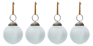 Set čtyř bílých skleněných vánočních ozdob Kave Home Talve 6 cm