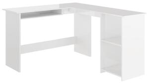Rohový psací stůl bílý vysoký lesk 120x140x75 cm dřevotříska