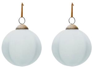 Set dvou bílých skleněných vánočních ozdob Kave Home Talve 10 cm