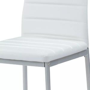 AUTRONIC - Jídelní židle koženka černá / šedý lak, DCL-117 BK