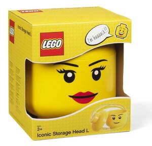 Žlutý úložný box ve tvaru hlavy LEGO® Girl 24 cm