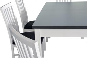 Drewmix jídelní sestava DX 46 + odstín dřeva (židle + nohy stolu) bílá, odstín lamina (deska stolu) bílá, potahový materiál látka