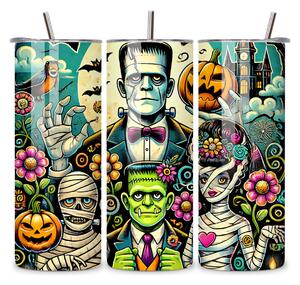 Halloweenské monstrum Frankie | nerezový termohrnek 600ml s kovovým brčkem
