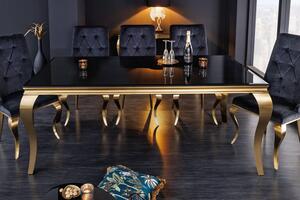 Designový jídelní stůl Rococo 200 cm černý / zlatý