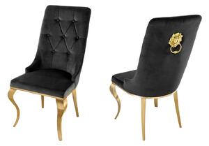 Designová židle Rococo Lví hlava černá / zlatá