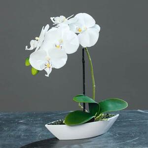 Umělá bílá orchidej ve váze 28 cm – elegantní dekorace - Bílá - 0 - 30cm