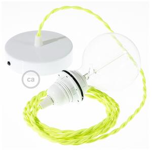 Creative cables Závěsné svítidlo pro stínidla s neonovým žlutým zkrouceným textilním kabelem TF10 Velikost: 50 cm, Barva: Chrom, Montáž: Udělej Si Sám Sada