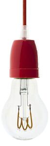 Creative cables Závěsná lampa s textilním kabelem a barevnými detaily z porcelánu Barva: Červená