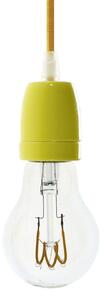 Creative cables Závěsná lampa s textilním kabelem a barevnými detaily z porcelánu Barva: Žlutá