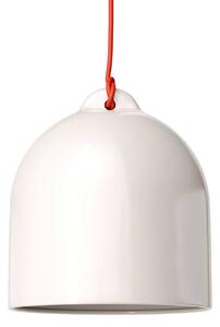 Creative cables Závěsná lampa s textilním kabelem a keramickým stínidlem zvon M Barva: Betonový efekt-bílá