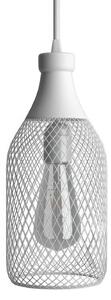 Creative cables Závěsná lampa s textilním kabelem, stínidlem tvaru lahve jéroboam a kovovými detaily Barva: Bílá