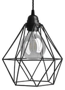 Creative cables Závěsná lampa s textilním kabelem, stínidlovým rámem diamant a kovovými detaily Barva: tyrkysová