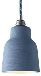 Creative cables Závěsná lampa s textilním kabelem, keramickým stínidlem tvaru vázy s kovovými detaily Barva: Modrá strukturovaná-bílá