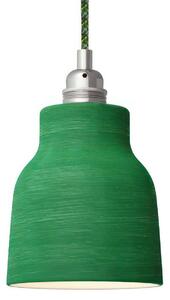 Creative cables Závěsná lampa s textilním kabelem, keramickým stínidlem tvaru vázy s kovovými detaily Barva: Zelená strukturovaná-bílá