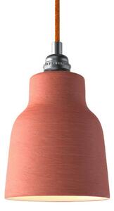 Creative cables Závěsná lampa s textilním kabelem, keramickým stínidlem tvaru vázy s kovovými detaily Barva: Betonový efekt-bílá
