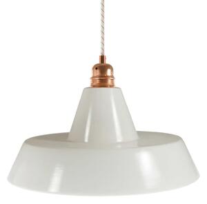 Creative cables Závěsná lampa s textilním kabelem, industriálním keramickým stínidlem a kovovými detaily Barva: Rezavý efekt-bílá