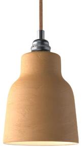 Creative cables Závěsná lampa s textilním kabelem, keramickým stínidlem tvaru vázy s kovovými detaily Barva: Terakotová strukturovaná-bílá