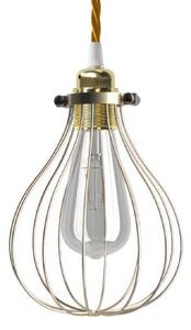 Creative cables Závěsná lampa s textilním kabelem, stínidlovým rámem kapka a kovovými detaily Barva: Bílá