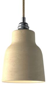 Creative cables Závěsná lampa s textilním kabelem, keramickým stínidlem tvaru vázy s kovovými detaily Barva: Zelená strukturovaná-bílá