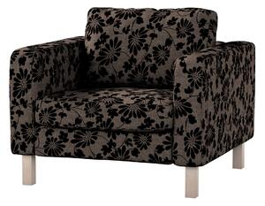 Potah na křeslo IKEA Karlstad, krátký barva hnědá látka pletený vzor, vzorované