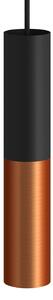 Creative cables Závěsná lampa doplněná o textilní kabel a dvojité stínidlo Tub-E14 Barva: Černá-matný chrom