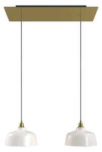 Creative cables Závěsná lampa se 2 světly, s obdélníkovým XXL baldachýnem Rose-one, textilním kabelem a keramickými stínidly Barva: Matný bílý dibond