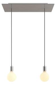 Creative cables Závěsná lampa se 2 světly, s obdélníkovým XXL baldachýnem Rose-one, textilním kabelem a kovovými komponenty Barva: Hladký mosazný dibond