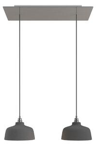 Creative cables Závěsná lampa se 2 světly, s obdélníkovým XXL baldachýnem Rose-one, textilním kabelem a keramickými stínidly Barva: Matný bílý dibond