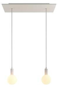 Creative cables Závěsná lampa se 2 světly, s obdélníkovým XXL baldachýnem Rose-one, textilním kabelem a kovovými komponenty Barva: Hladký ocelový dibond