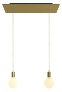 Creative cables Závěsná lampa se 2 světly, s obdélníkovým XXL baldachýnem Rose-one, textilním kabelem a kovovými komponenty Barva: Hladký mosazný dibond