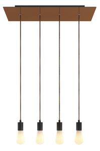 Creative cables Závěsná lampa se 4 světly, s obdélníkovým XXL baldachýnem Rose-one, textilním kabelem a kovovými komponenty Barva: Hladký měděný dibond